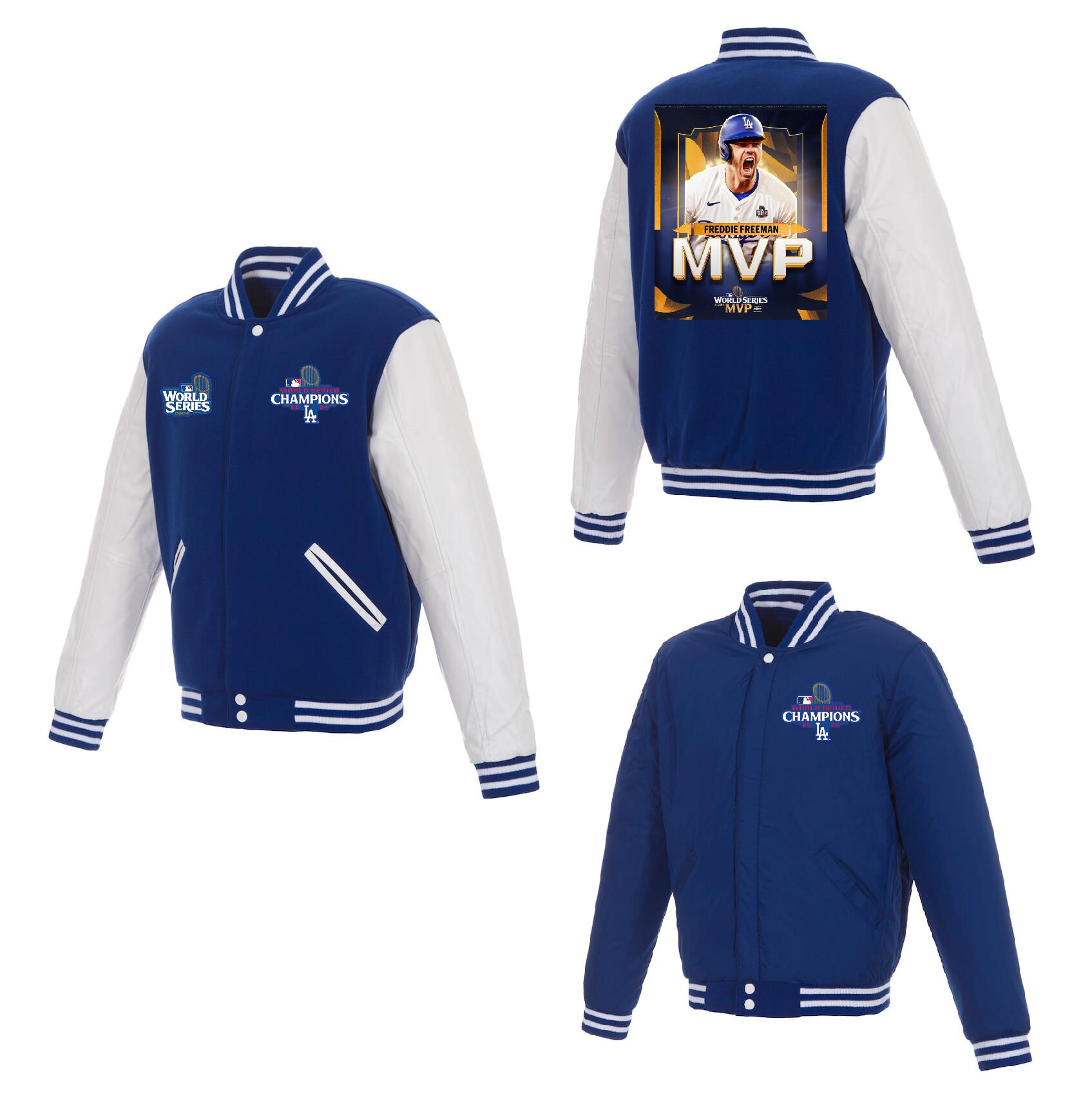 Men Los Angeles Dodgers #5 Freeman 2024 MLB World Series Champions blue Jacket style 8